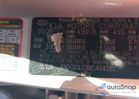 2021 Kia Niro Lxs z USA, uszkodzony, nr VIN KNDCB3LC8M5464581